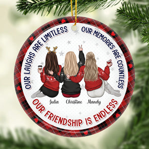 Nos rires sont sans limites - Ornement personnalisé Bestie personnalisé - Forme ronde en céramique - Cadeau de Noël pour meilleures amies, BFF, sœurs