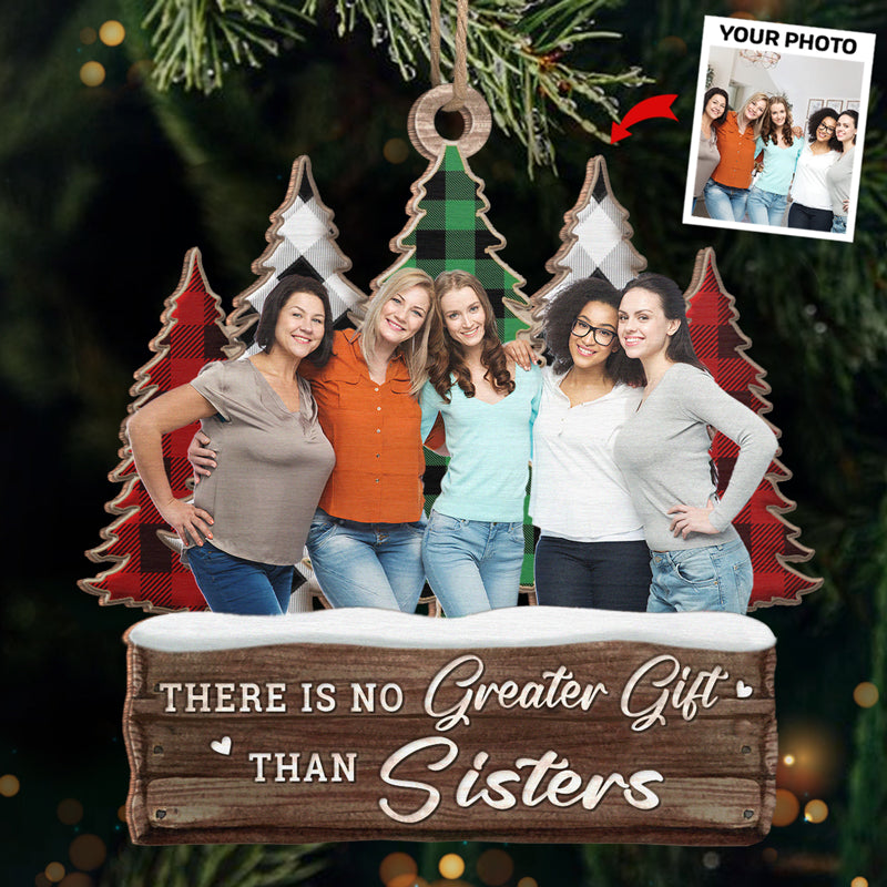 Photo personnalisée pour sœurs, vœux chaleureux pour l'hiver - Décoration familiale personnalisée - Forme en bois personnalisée - Cadeau de Noël pour frères, sœurs, cousins, amis