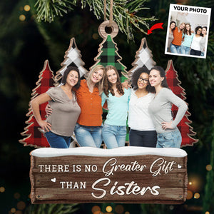 Photo personnalisée pour sœurs, vœux chaleureux pour l'hiver - Décoration familiale personnalisée - Forme en bois personnalisée - Cadeau de Noël pour frères, sœurs, cousins, amis