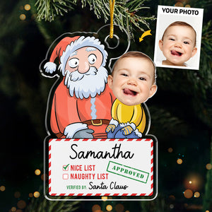Photo personnalisée pour bébé et enfant - Liste des gentils du Père Noël - Décoration familiale personnalisée - Forme personnalisée en acrylique - Cadeau de Noël pour bébé et nouveau-né