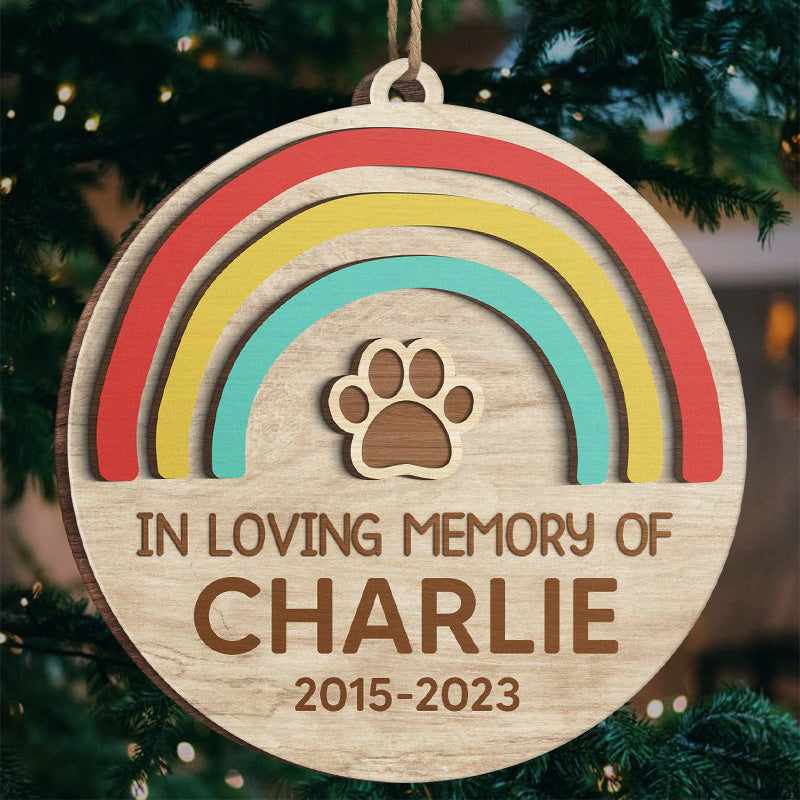 Vous avez laissé des empreintes de pattes sur nos cœurs - Ornement commémoratif personnalisé - Forme ronde en bois - Cadeau de Noël, cadeau de condoléances pour les propriétaires d'animaux de compagnie, les amoureux des animaux