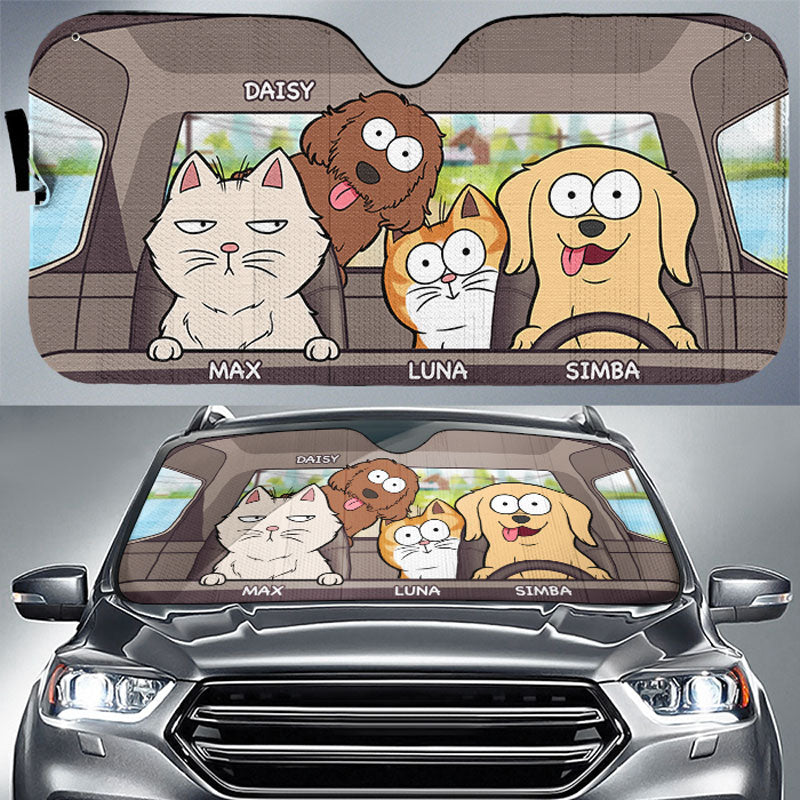 Pet's Trip - Pare-soleil personnalisé pour pare-brise de voiture, protection de vitre de voiture, chien et chat - Cadeau pour propriétaires et amoureux des animaux