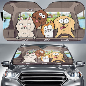 Pet's Trip - Pare-soleil personnalisé pour pare-brise de voiture, protection de vitre de voiture, chien et chat - Cadeau pour propriétaires et amoureux des animaux