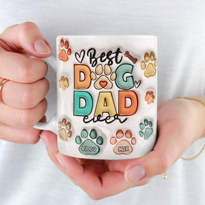 Tasse personnalisée avec effet gonflable 3D « Papa chien mange, bois et sois joyeux » – Cadeau de Noël pour les propriétaires et les amoureux des animaux