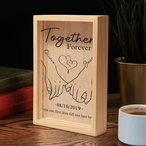 Cadre lumineux personnalisé - Cadeaux d'anniversaire de mariage personnalisés pour mari et femme, lui et elle - Ensemble pour toujours, du premier baiser jusqu'à notre dernier souffle