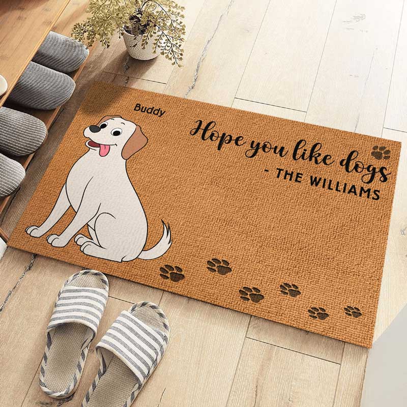 Nous espérons que vous aimez nos chiens - Tapis décoratif personnalisé pour chien - Cadeau de pendaison de crémaillère, cadeau pour les propriétaires d'animaux, les amoureux des animaux