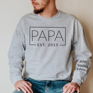 Mon père est génial - Sweat-shirt unisexe personnalisé avec motif sur la manche - Cadeau de Noël pour papa