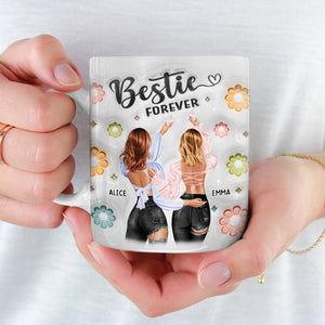 Besties Forever - Mug personnalisé avec effet gonflé 3D - Cadeau pour meilleures amies, meilleures amies, sœurs