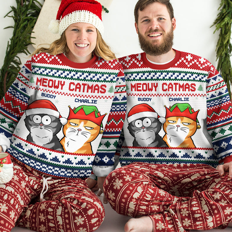 Voici les pattes du Père Noël - Sweat-shirt personnalisé pour chien et chat - Pull en laine unisexe - Cadeau de Noël pour les propriétaires et les amoureux des animaux