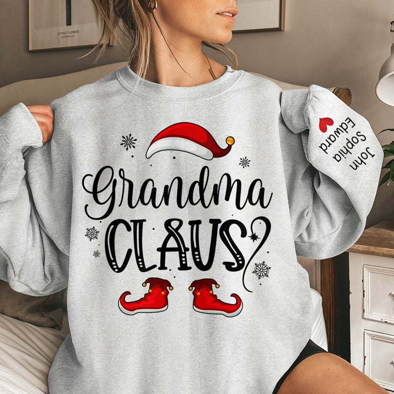Oubliez le Père Noël, je demanderai juste à Nana - Sweat-shirt unisexe personnalisé avec motif sur la manche - Cadeau de Noël pour maman, grand-mère