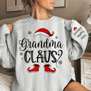 Oubliez le Père Noël, je demanderai juste à Nana - Sweat-shirt unisexe personnalisé avec motif sur la manche - Cadeau de Noël pour maman, grand-mère