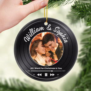 Photo personnalisée « Tu es ma meilleure aventure » – Ornement personnalisé pour couple – Forme ronde en céramique – Cadeau de Noël pour mari et femme, anniversaire