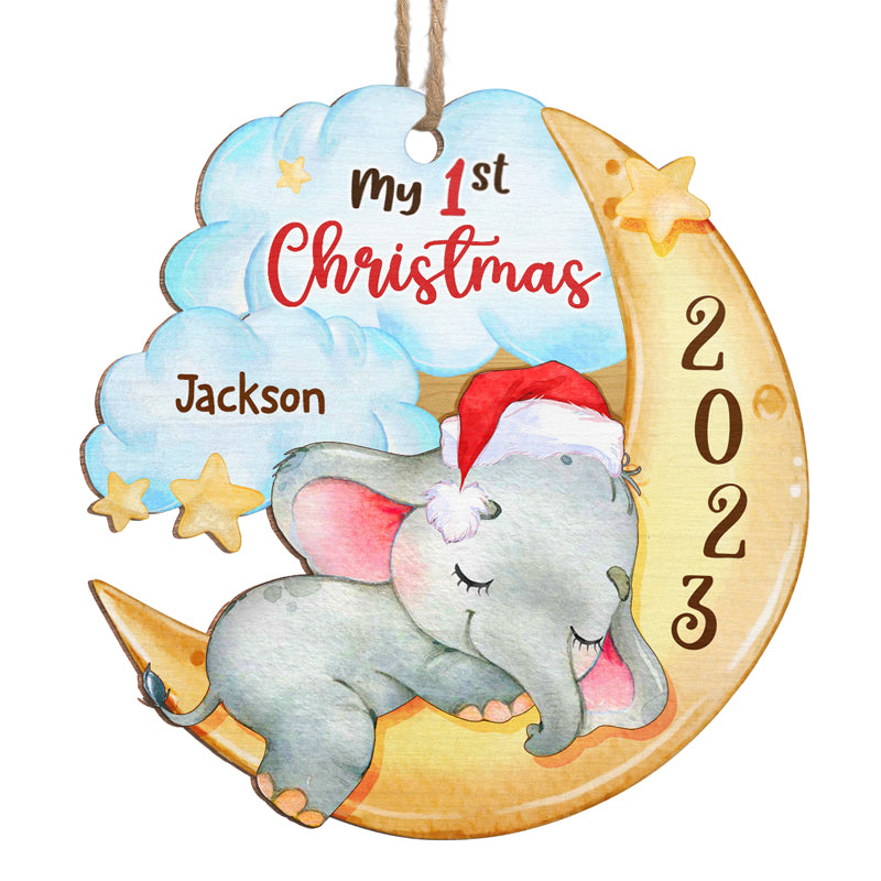 Mon premier Noël 2023 - Décoration familiale personnalisée - Bois de forme personnalisée - Premier cadeau de Noël pour bébé