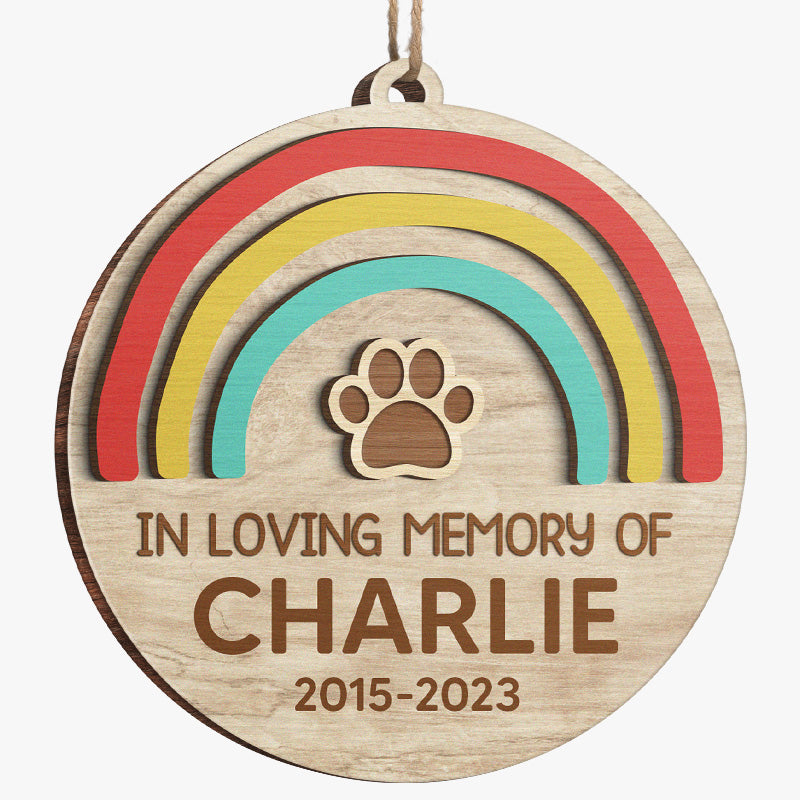Vous avez laissé des empreintes de pattes sur nos cœurs - Ornement commémoratif personnalisé - Forme ronde en bois - Cadeau de Noël, cadeau de condoléances pour les propriétaires d'animaux de compagnie, les amoureux des animaux