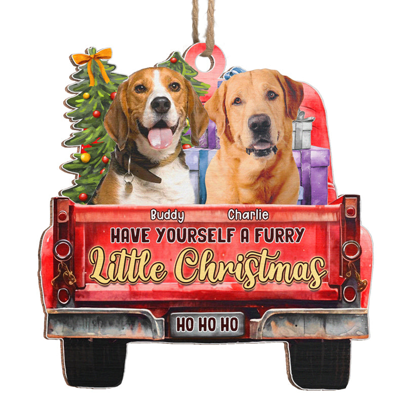 Photo personnalisée : Passez un Noël tout doux - Décoration personnalisée pour chien et chat - En forme de voiture en bois - Cadeau de Noël pour les propriétaires et les amoureux des animaux