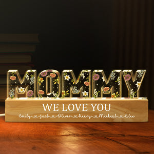 Veilleuse LED 3D personnalisée en acrylique avec lettres du mois de naissance de maman - Cadeau pour maman et grand-mère - Fête des Mères