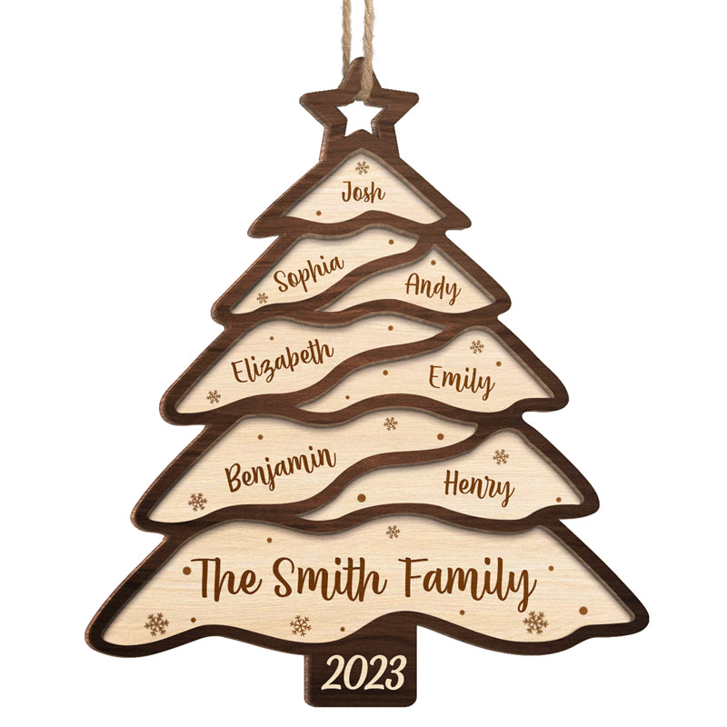 La plus belle période de l'année - Décoration personnalisée pour la famille - En forme de sapin de Noël en bois - Cadeau de Noël pour les membres de la famille