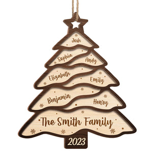 La plus belle période de l'année - Décoration personnalisée pour la famille - En forme de sapin de Noël en bois - Cadeau de Noël pour les membres de la famille