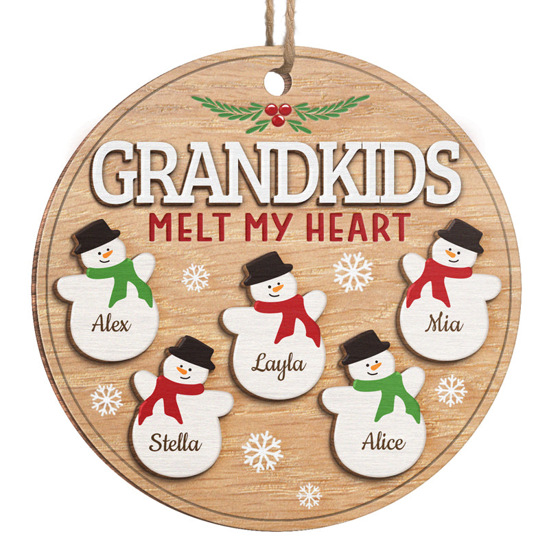 Mes petits-enfants font fondre mon cœur ! Décoration familiale personnalisée ! Bois en forme personnalisée ! Cadeau de Noël pour grand-mère