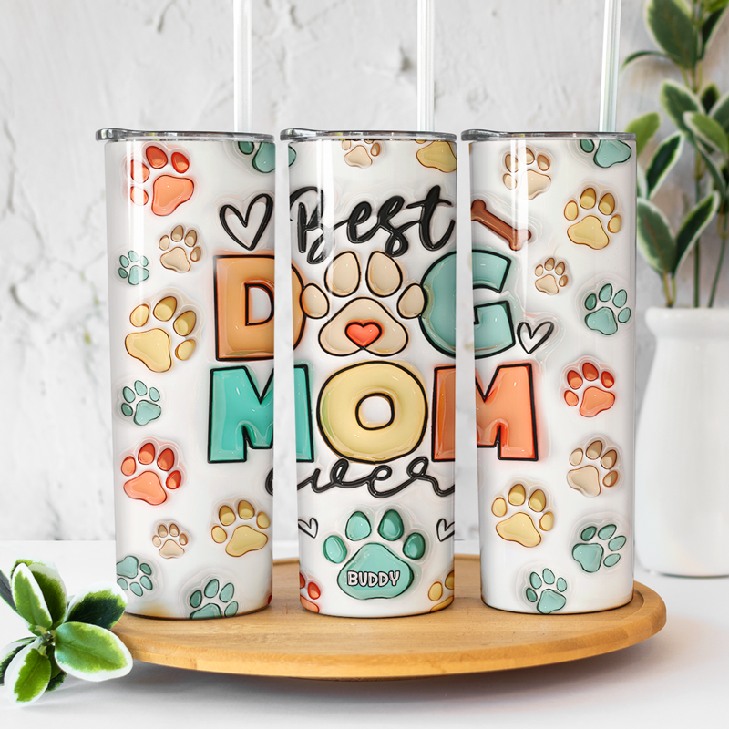 Je suis la meilleure maman de chien et de chat au monde - Gobelet mince gonflable personnalisé pour chien et chat - Cadeau pour propriétaires d'animaux et amoureux des animaux