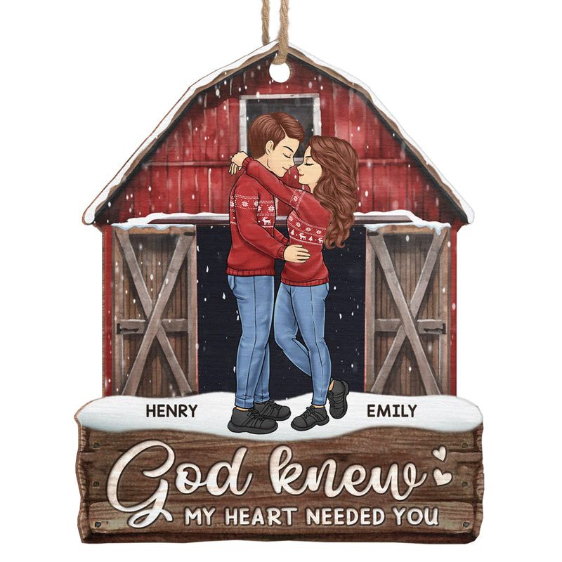Dieu savait que mon cœur avait besoin de toi – Ornement personnalisé pour couple – Acrylique, bois, forme personnalisée – Cadeau de Noël pour mari et femme, anniversaire
