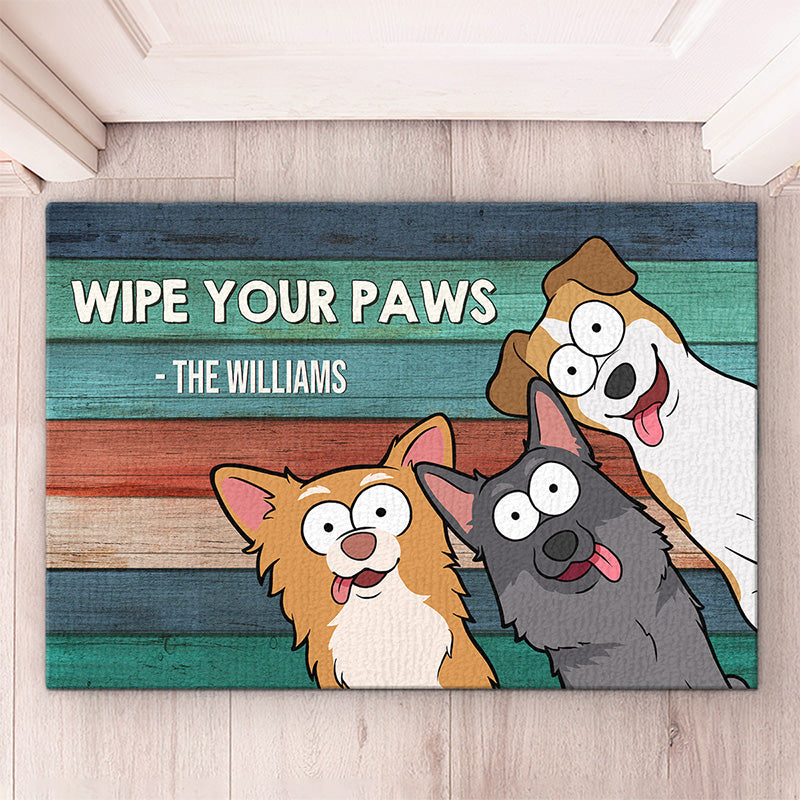 Essuyez vos pattes - Tapis décoratif personnalisé pour chien - Cadeau pour propriétaires et amoureux des animaux
