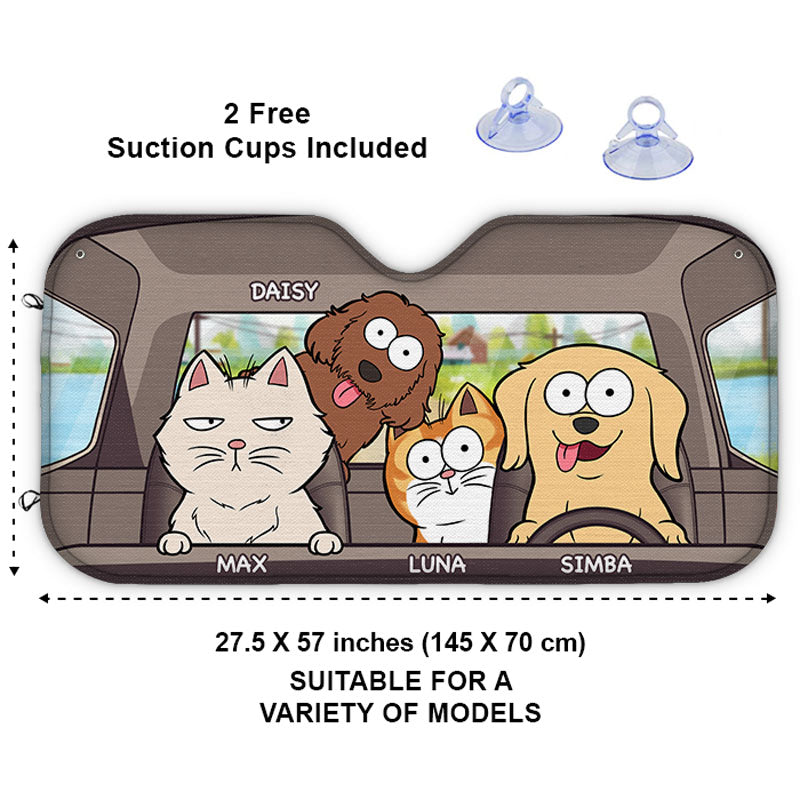 Pet's Trip - Pare-soleil personnalisé pour pare-brise de voiture, protection de vitre de voiture, chien et chat - Cadeau pour propriétaires et amoureux des animaux