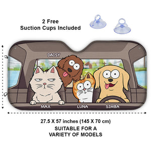 Pet's Trip - Pare-soleil personnalisé pour pare-brise de voiture, protection de vitre de voiture, chien et chat - Cadeau pour propriétaires et amoureux des animaux