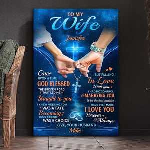 Je savais que te rencontrer était un destin - Toile verticale personnalisée pour couple - Cadeau pour mari et femme, anniversaire