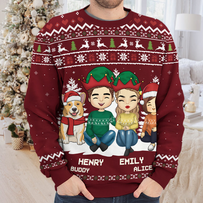 Noël, un moment en famille ! Sweat-shirt personnalisé et moche pour la famille ! Pull unisexe en laine ! Cadeau de Noël pour les membres de la famille