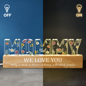 Veilleuse LED 3D personnalisée en acrylique avec lettres du mois de naissance de maman - Cadeau pour maman et grand-mère - Fête des Mères