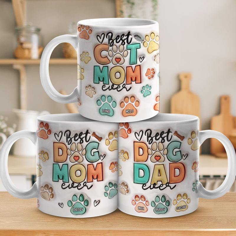 Tasse personnalisée avec motif 3D « Maman chat mange, bois et sois joyeuse » - Cadeau de Noël pour les propriétaires et les amoureux des animaux