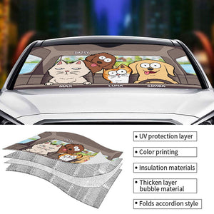 Pet's Trip - Pare-soleil personnalisé pour pare-brise de voiture, protection de vitre de voiture, chien et chat - Cadeau pour propriétaires et amoureux des animaux