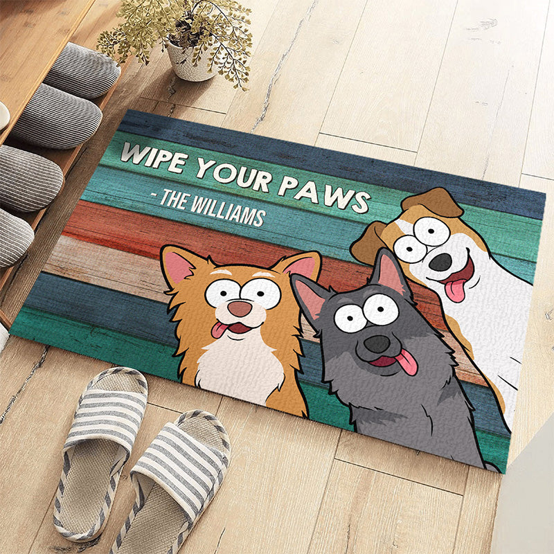 Essuyez vos pattes - Tapis décoratif personnalisé pour chien - Cadeau pour propriétaires et amoureux des animaux