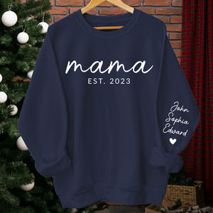 Sweat-shirt unisexe personnalisé avec motif sur la manche pour femme, maman et patronne – Cadeau d'anniversaire pour maman et grand-mère