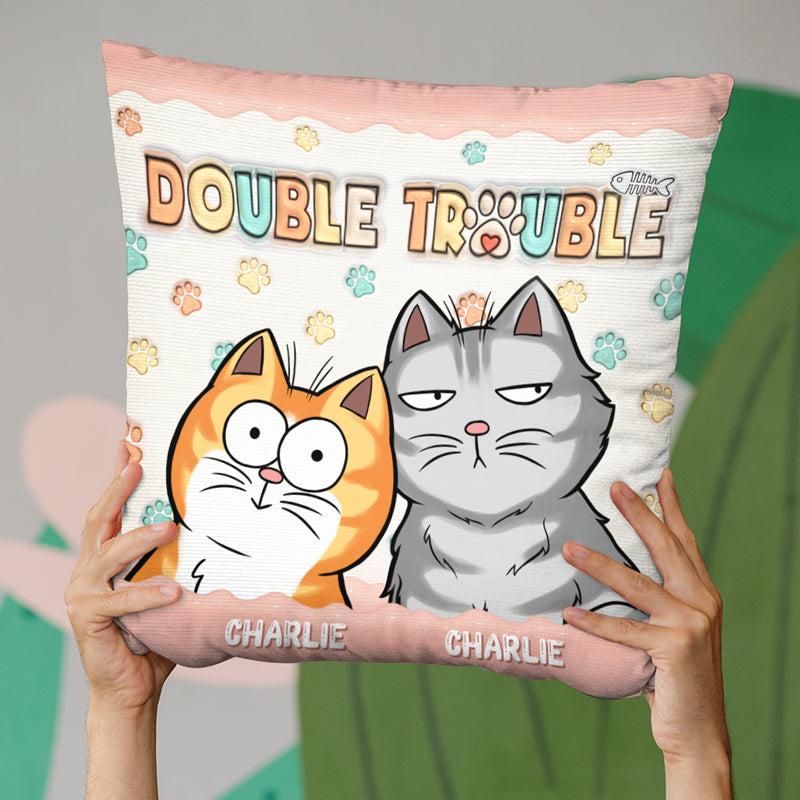 Trouble Makers - Coussin gonflable personnalisé en 3D pour chat - Cadeau pour propriétaires et amoureux des animaux