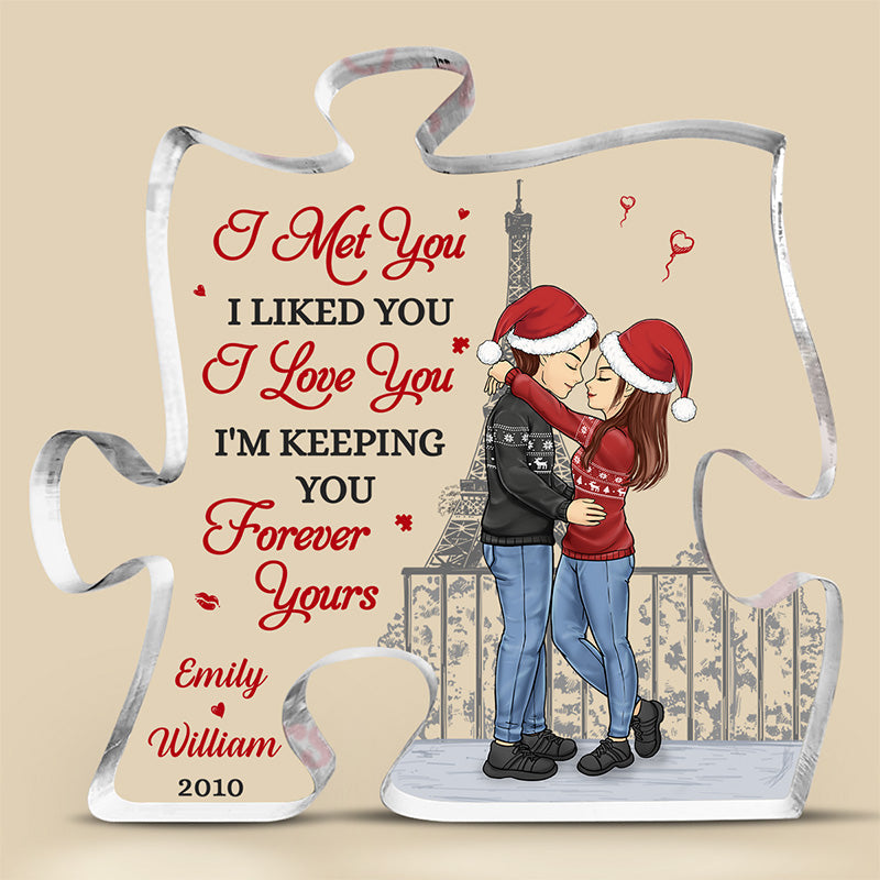 Mon endroit préféré au monde - Plaque acrylique personnalisée en forme de puzzle pour couple - Cadeau de Noël pour mari et femme, anniversaire