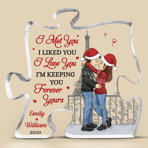 Mon endroit préféré au monde - Plaque acrylique personnalisée en forme de puzzle pour couple - Cadeau de Noël pour mari et femme, anniversaire