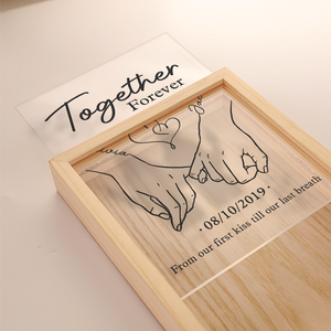 Cadre lumineux personnalisé - Cadeaux d'anniversaire de mariage personnalisés pour mari et femme, lui et elle - Ensemble pour toujours, du premier baiser jusqu'à notre dernier souffle