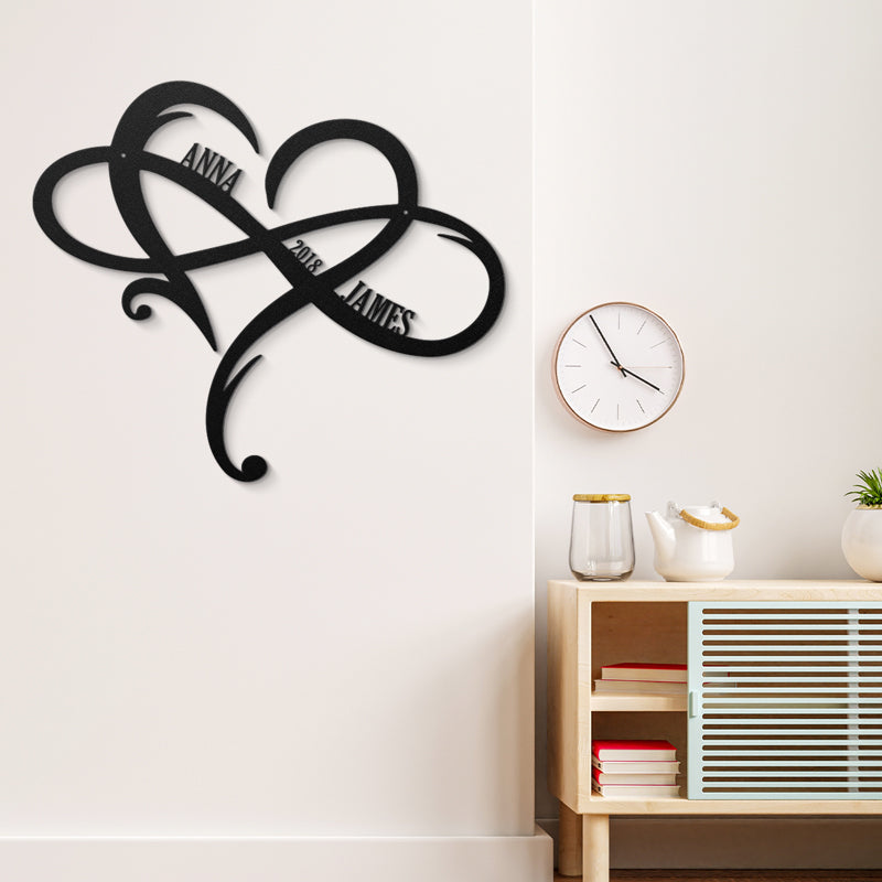 Notre amour - Couple personnalisé, décoration intérieure, panneau en métal découpé, art mural en métal - Cadeau pour mari et femme, anniversaire