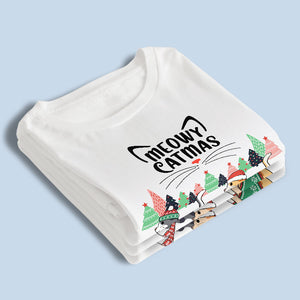 Joyeux Noël à tous ! T-shirt, sweat à capuche et sweat-shirt unisexe personnalisé avec chat ! Cadeau de Noël pour les propriétaires et les amoureux des animaux.
