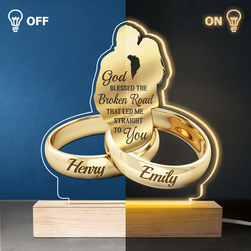 Dieu nous a créés l'un pour l'autre - Lampe LED 3D personnalisée pour couple - Cadeau pour mari et femme, anniversaire