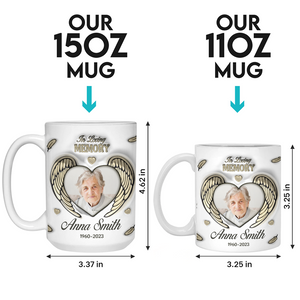 Photo personnalisée « Tu es à jamais dans mon cœur » - Mug commémoratif personnalisé avec effet gonflé 3D - Cadeau de condoléances pour les membres de la famille