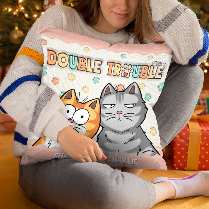 Trouble Makers - Coussin gonflable personnalisé en 3D pour chat - Cadeau pour propriétaires et amoureux des animaux