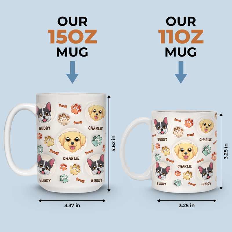 Mug personnalisé avec motif chien, effet gonflé 3D, cadeau de Noël pour les propriétaires et les amoureux des animaux.