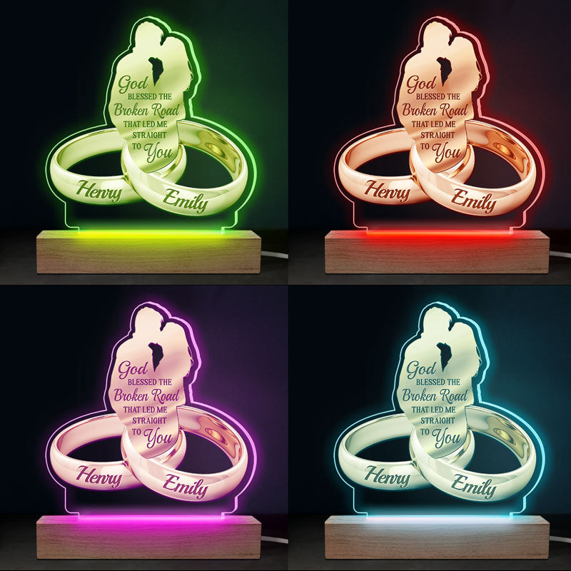 Dieu nous a créés l'un pour l'autre - Lampe LED 3D personnalisée pour couple - Cadeau pour mari et femme, anniversaire