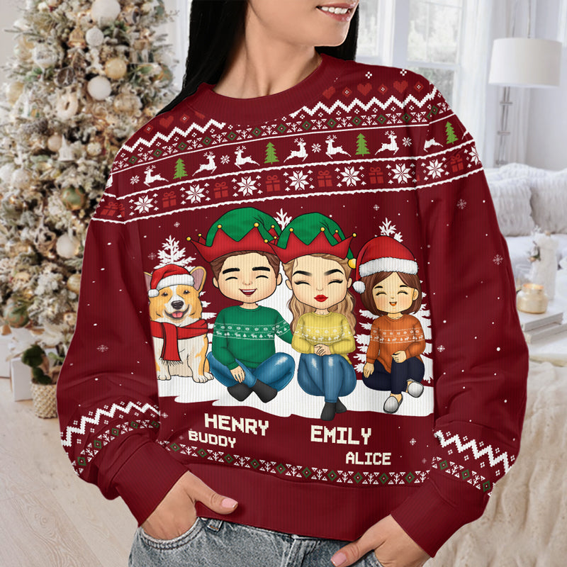 Noël, un moment en famille ! Sweat-shirt personnalisé et moche pour la famille ! Pull unisexe en laine ! Cadeau de Noël pour les membres de la famille