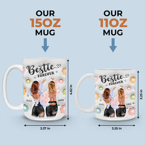 Besties Forever - Mug personnalisé avec effet gonflé 3D - Cadeau pour meilleures amies, meilleures amies, sœurs