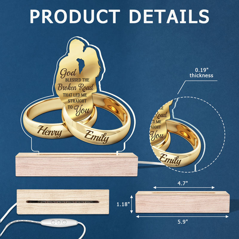 Dieu nous a créés l'un pour l'autre - Lampe LED 3D personnalisée pour couple - Cadeau pour mari et femme, anniversaire