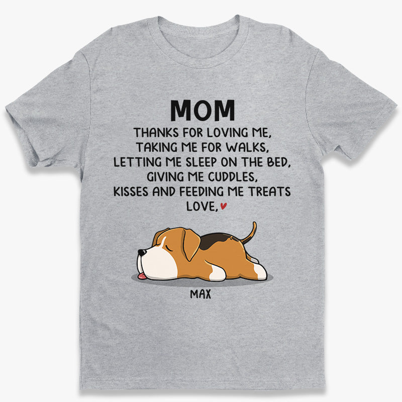 Maman, merci de m'aimer - T-shirt unisexe personnalisé pour chien, sweat à capuche, sweat-shirt - Fête des Mères, cadeau pour les propriétaires d'animaux et les amoureux des animaux